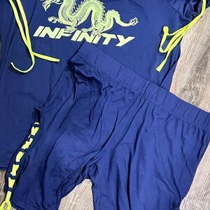 Aqua Navy Dragon Graphic Activewear Top